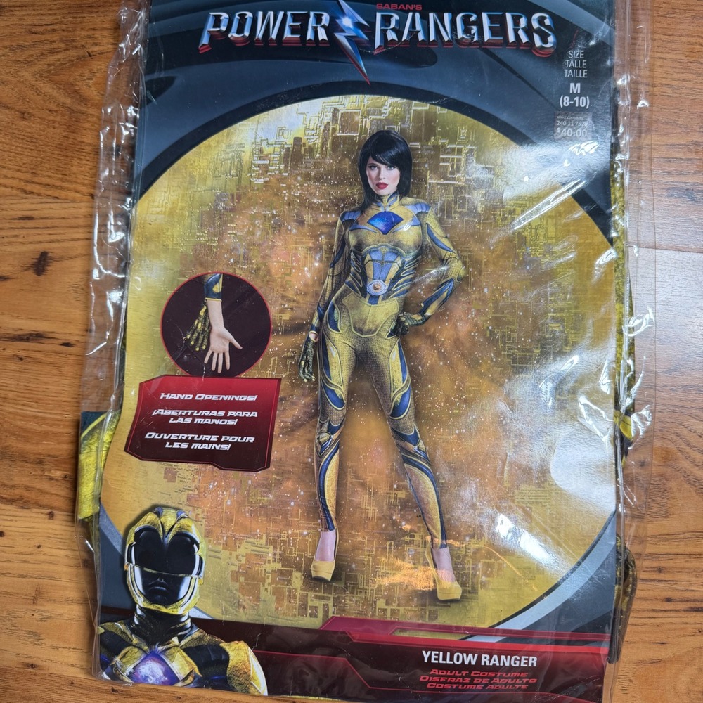 Saban Power Rangers Yellow Ranger Adult Costume Womens Medium 8-10 2017 Movie